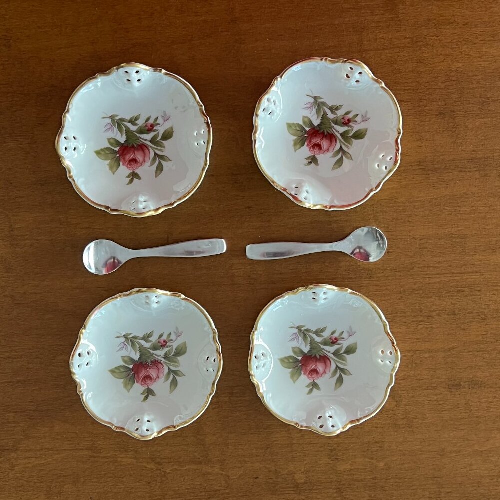 Rosenthal Salt Cellar/Trinket/Nut Dish Lot with Salt Spoons